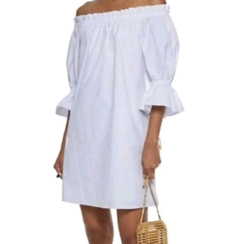 Alice + Olivia Women's Medium Paola Off Shoulder White Mini Dress Ruffle New.